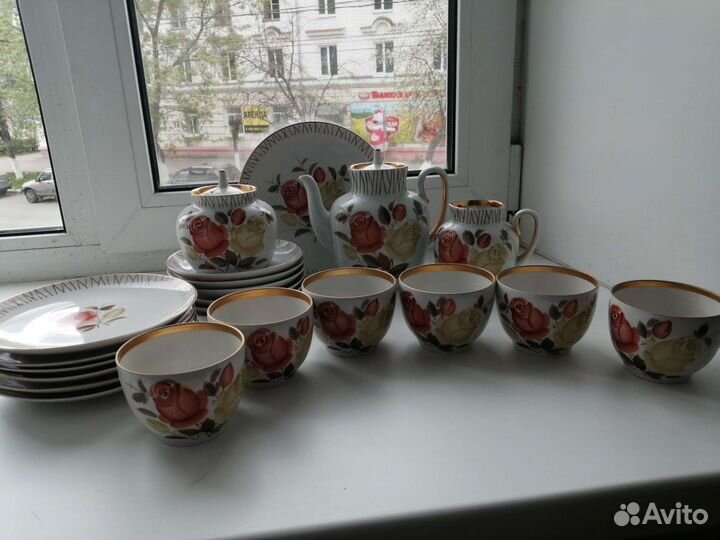 Сервиз СССР лфз букет чайных роз