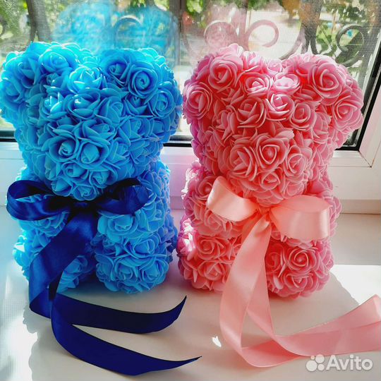 Мишки из роз 25см