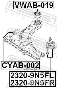 Опора шаровая правая skoda rapid 2320-9N5FR 232