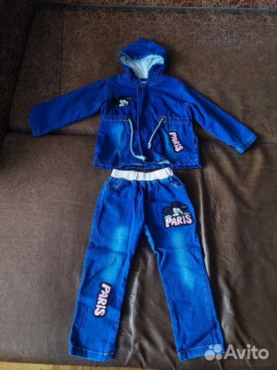 Джинсовый костюм,110р. мики маус