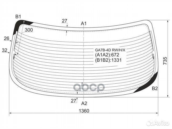 Стекло заднее (Цвет зеленый/ Обогрев/ 4D SED) M