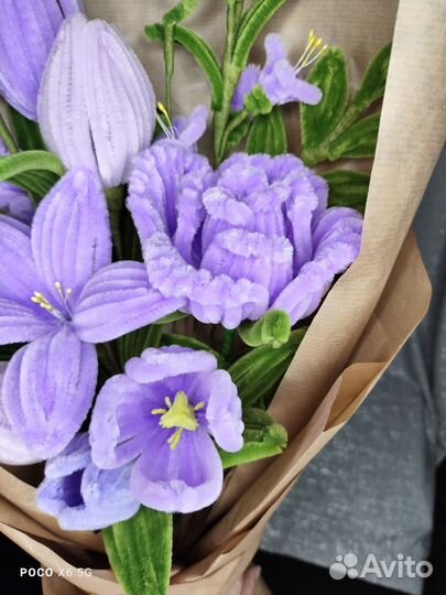 Букет цветов (тюльпаны, розы) ручной работы