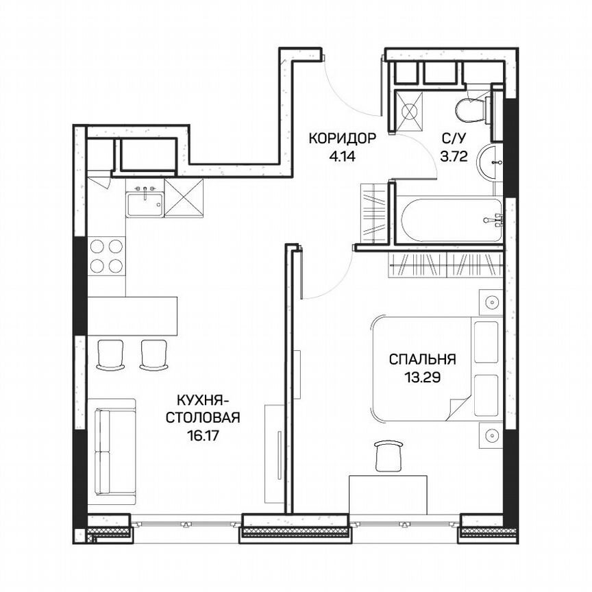 1-к. апартаменты, 37,2 м², 8/8 эт.