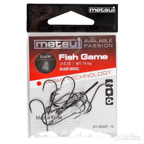 Крючки Metsui Fish Game №6 (12шт.)