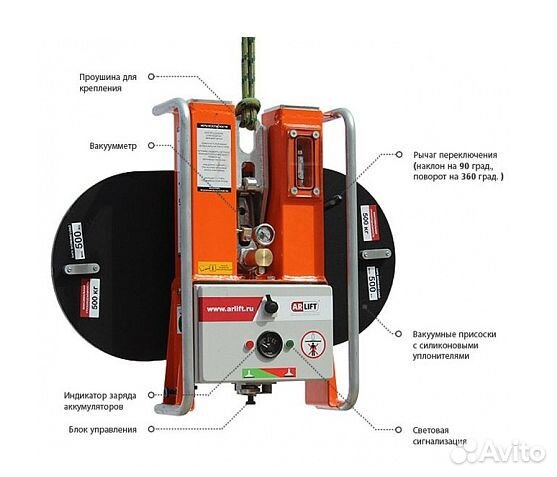 Аренда вакуумного захвата стекло+сэндвич 500 кг
