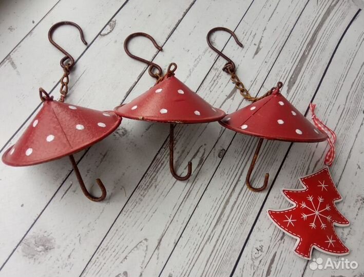 Декоративные крючки подвесные мухоморные зонтики