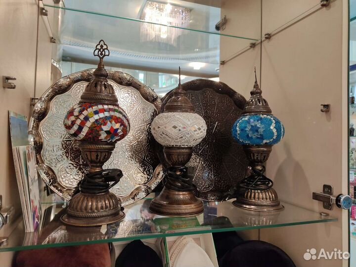 Турецкие настольные лампы с мозаичными плафонами