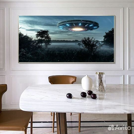 Современная Картина маслом для интерьера нло