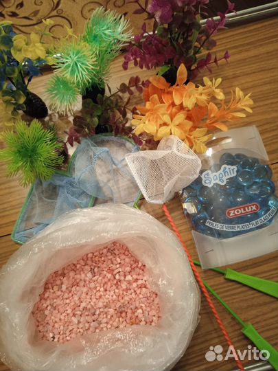 Грунт натуральный, декор, 3 сачка, для аквариума