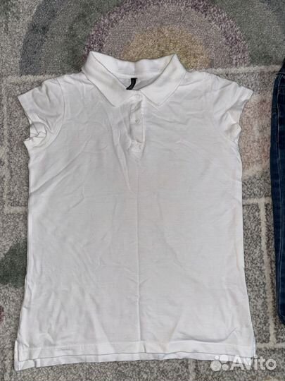 Пакет вещей для девочки 140(джинсы и поло)