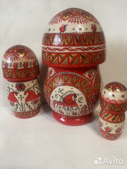 Матрешка - гриб, Мезенская роспись