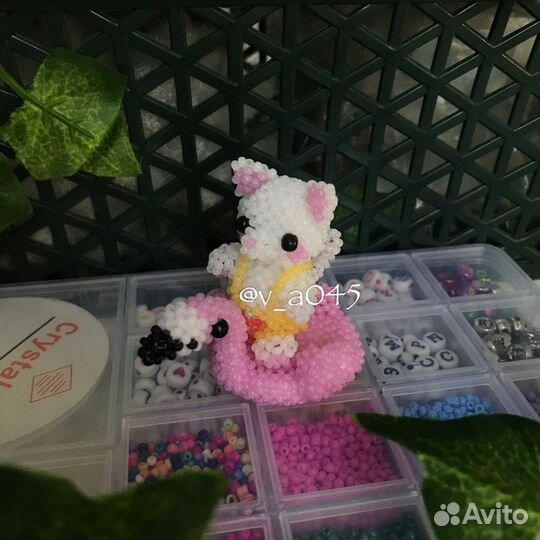 Амигуруми из бисера набор котик+фламинго