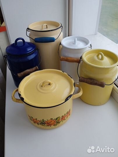 Чайник, бидоны, кастрюли, крышки эмаль СССР