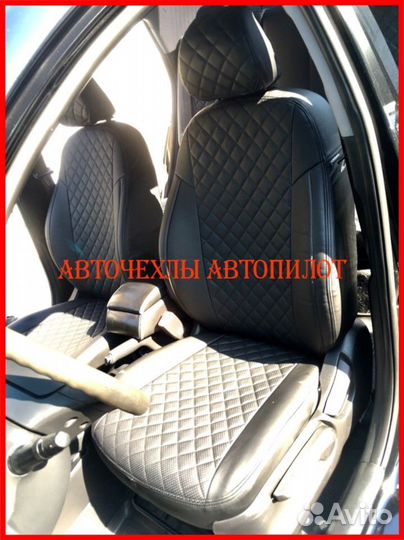 Чехлы Автопилот Kia Ceed 1 из экокожи чёрные Ромб