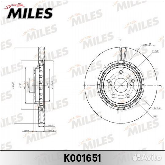 Диск тормозной передний Miles, K001651