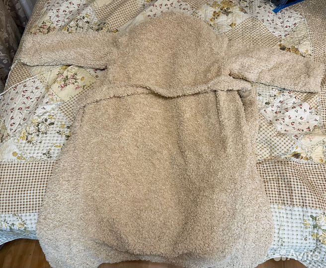 Шуба тедди из искусственного меха с поясом