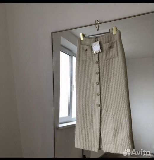 Юбка твидовая шерсть XS новая lime 12storeez
