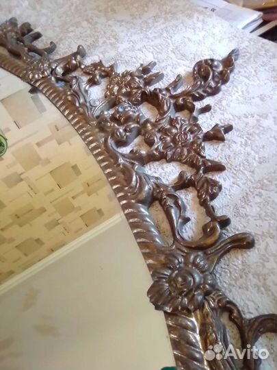 Зеркало настенное большое в натур.бронзовом багете