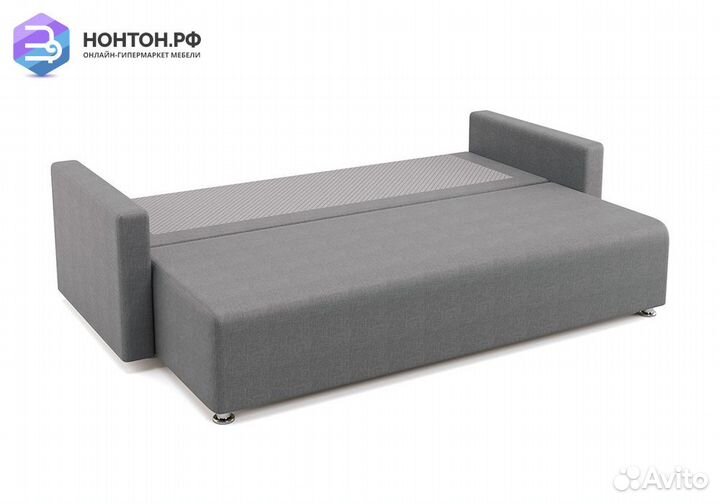 Диван еврокнижка Олимп серый / купон красный