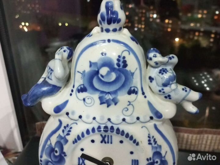 Часы каминные,Гжель'