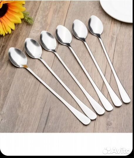 Чайные ложки длинные, набор 6 шт