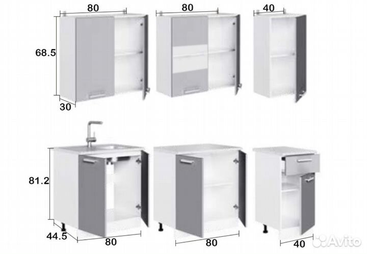 Кухня Рио 2,0м дуб крафт светлый, юкон