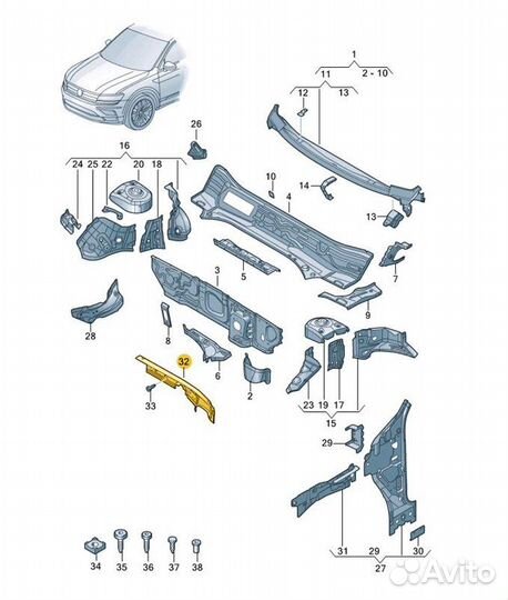 Водосток лобового стекла Volkswagen Tiguan 2021