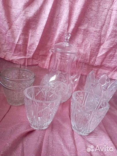 Хрустальные вазы, кувшин СССР