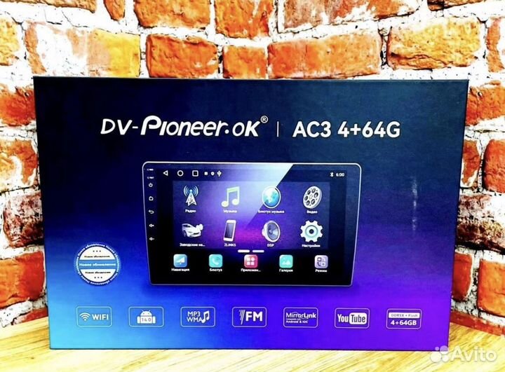 Android мaгнитола 2DIN 4+64Gb Pioneer.ok ас3