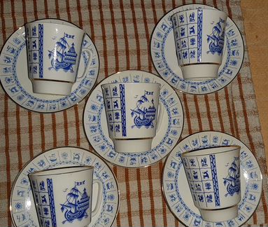 Фарфор лфз Костяной 5 шт.Комплект ссср.Оригинал