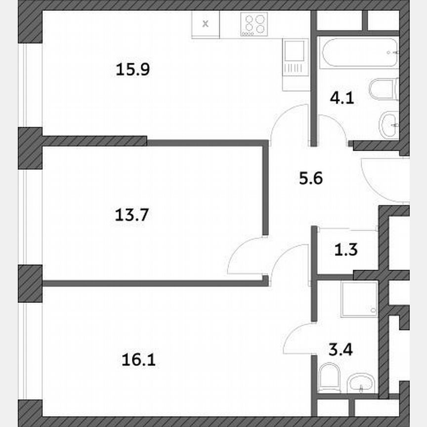 2-к. квартира, 60,1 м², 12/19 эт.
