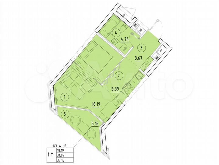 1-к. квартира, 37,2 м², 11/20 эт.