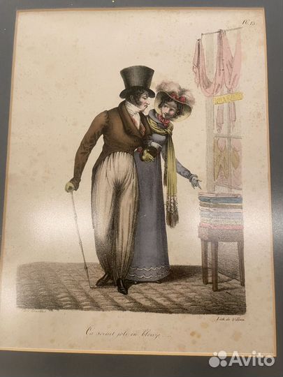 Старинные гравюры Французская мода Оригинал