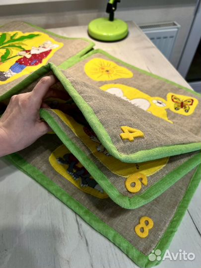 Книга детская тактильная из текстиля