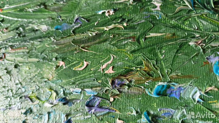 Картина маслом пейзаж Закат рассвет рыбалка