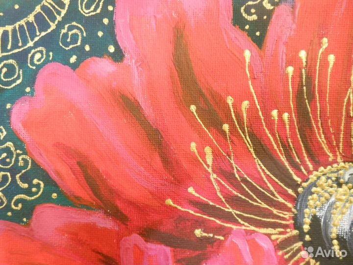 Картина на 3Д холсте 30х40 акрил+золотой контур