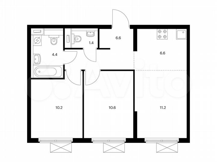 3-к. квартира, 51 м², 15/25 эт.