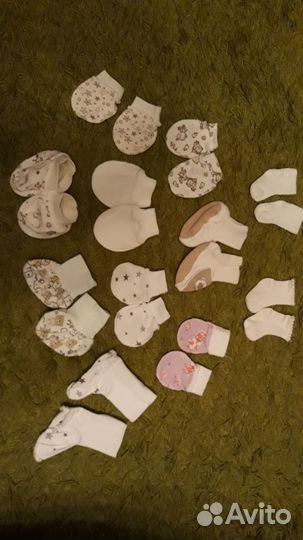 Антицарапки, пинетки, чепчики, 1 ползунки