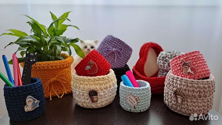 Корзинки из трикотажной пряжи