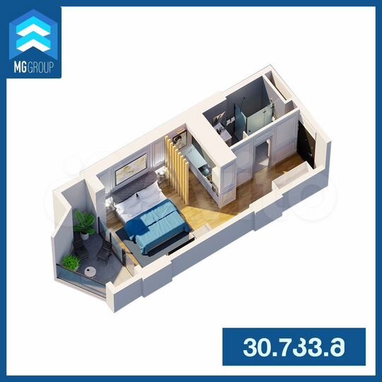 Своб. планировка, 33 м², 17/27 эт.