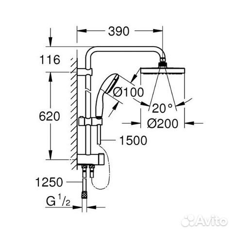 Grohe. Душевая система New Tempesta 200