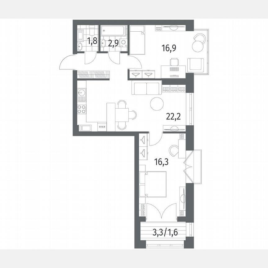 2-к. квартира, 67,2 м², 9/11 эт.