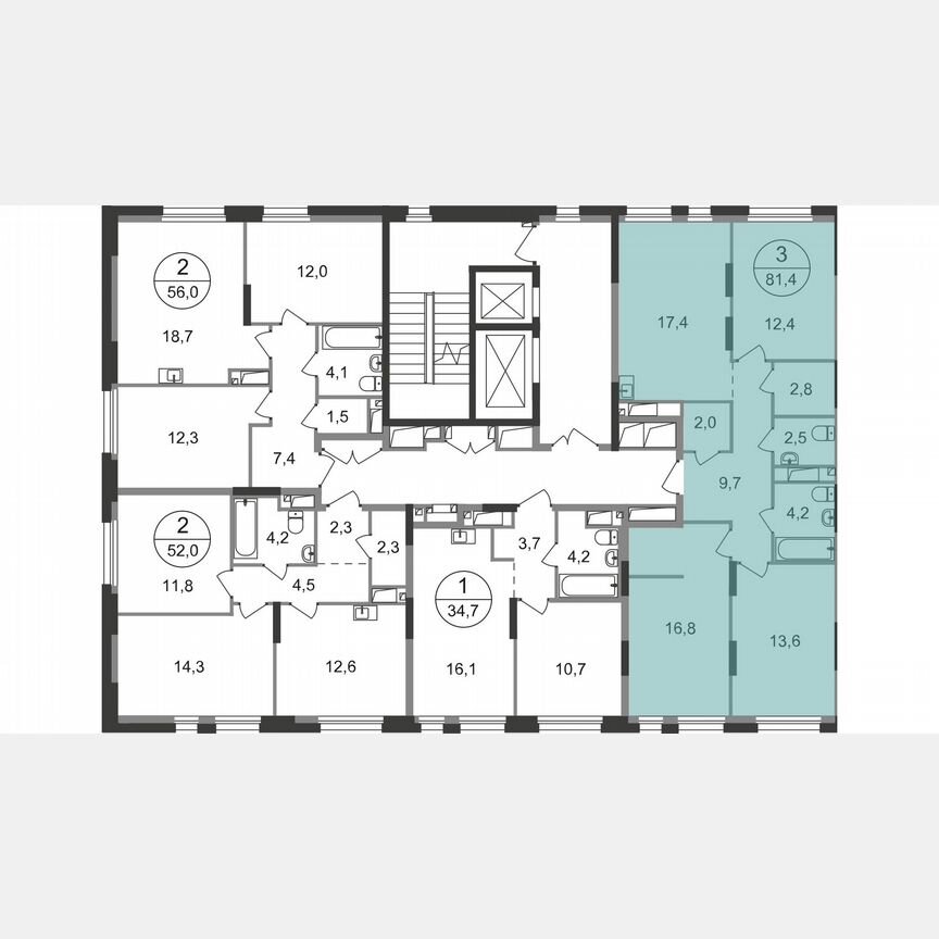 3-к. квартира, 81,4 м², 9/19 эт.