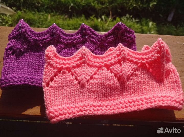 Вязаная повязка корона