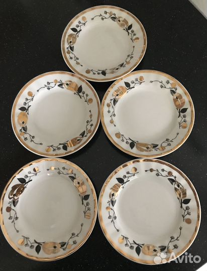Тарелки десертные 10шт.Золотая роза Вербилки СССР
