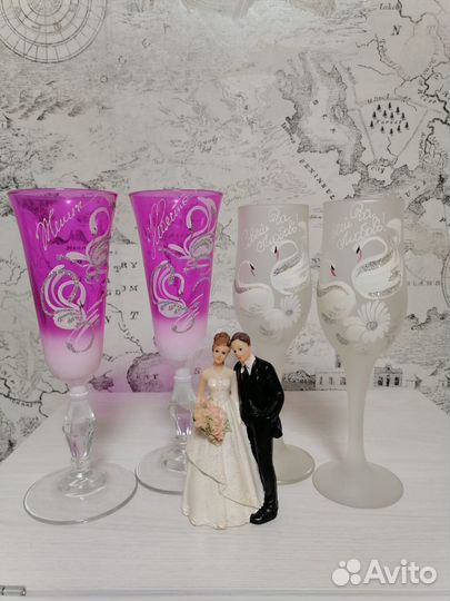 Бокалы Свадебные фужеры фигурка жених невеста