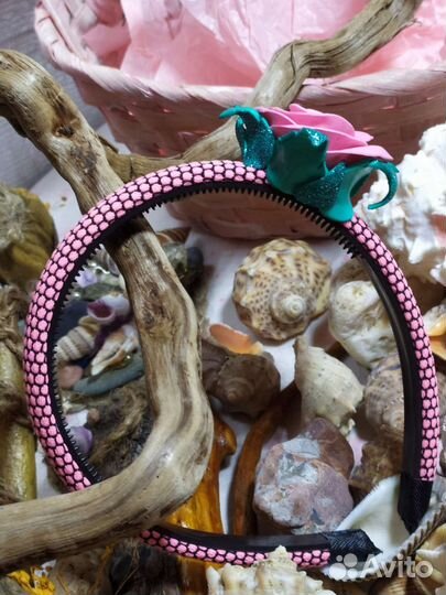 Обруч на голову розовый