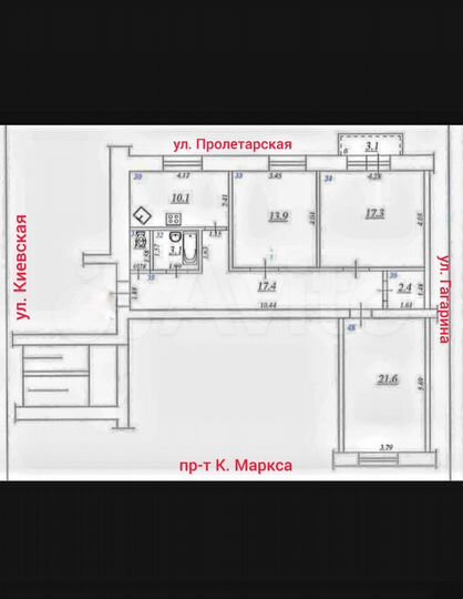 3-к. квартира, 87 м², 2/5 эт.