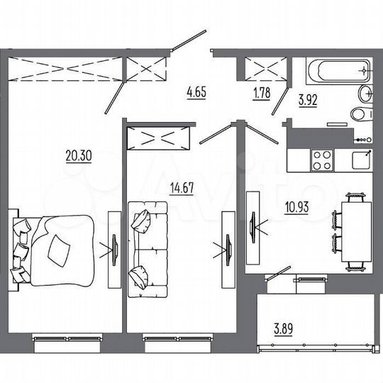 2-к. квартира, 59,5 м², 3/14 эт.