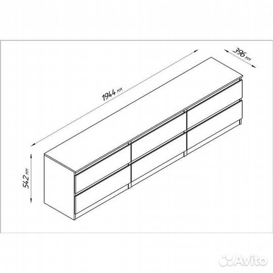 Тумба под тв IKEA 6 ящиков белая, санома